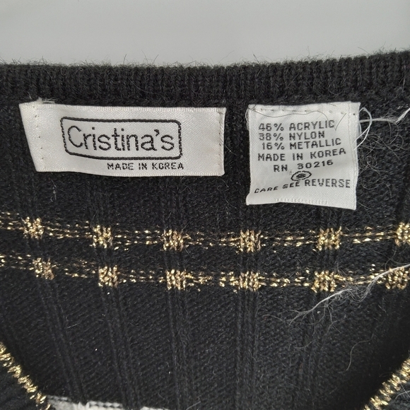 CRISTINA'S VINTAGE GOLD GLITTER RIBBED SWEATER SIZE SMALL - Picture 2 of 7